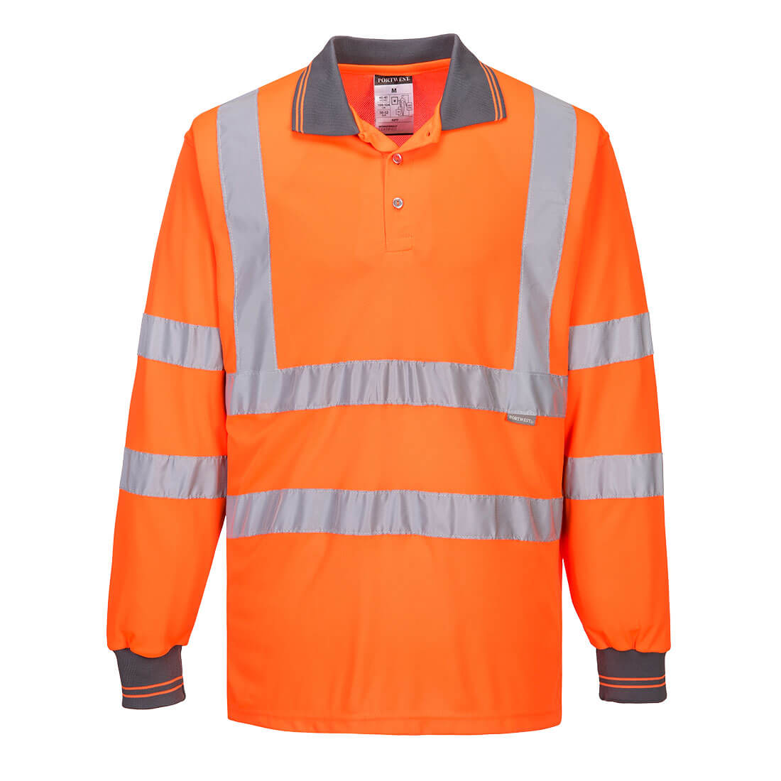 Tricou polo cu maneca lunga reflectorizant Portwest S277 portocaliu
